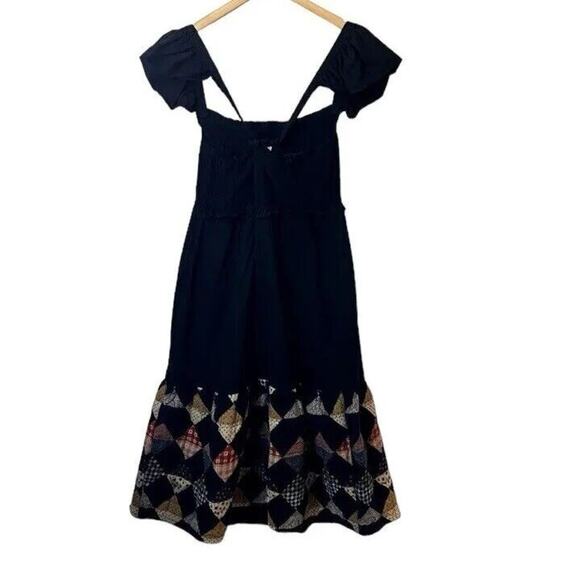 Anthropologie Othilia Quilted Hem Black Ruched Smocked Top Sundress NWTS size XL - Picture 7 of 8